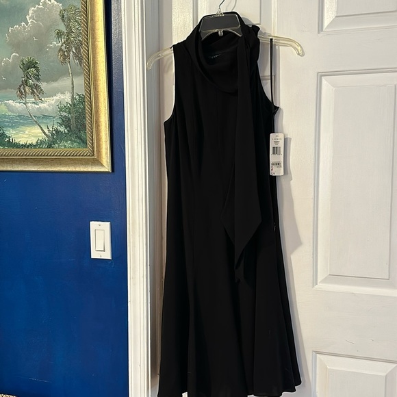 NWT Women’s Lauren Ralph Lauren Essentials Black Sleeveless Scarf Dress Size 4 - Picture 1 of 9